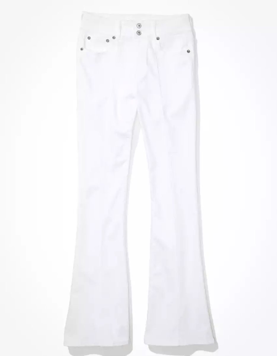 Jean American Eagle AE Ne(x)t Level Super High-Waisted Flare Blanche Femme | OTR-28820653